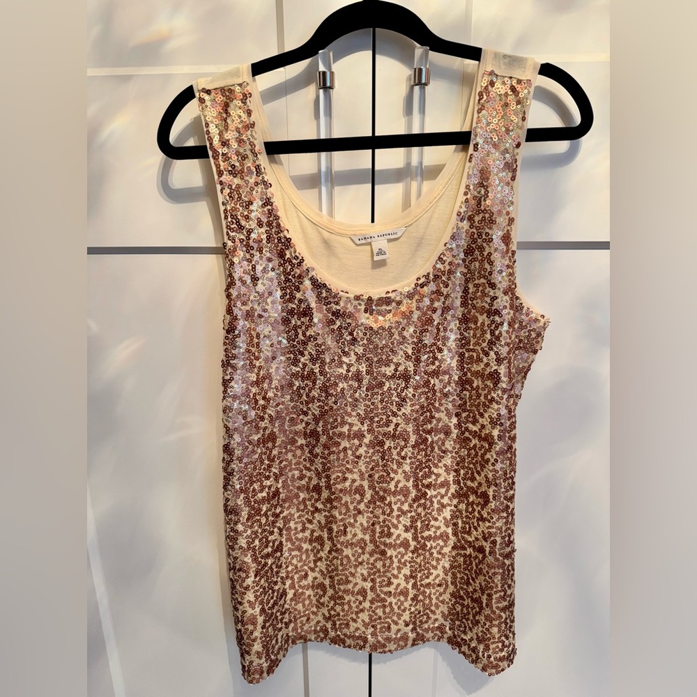 Banana Republic Sequin Tank Top in gold tones